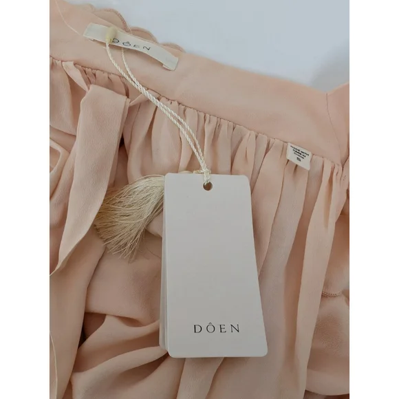 DOEN Sycamore Ruffled Silk Tiered Maxi Dress Size Small Sunlit Coral Peasant - Picture 10 of 13